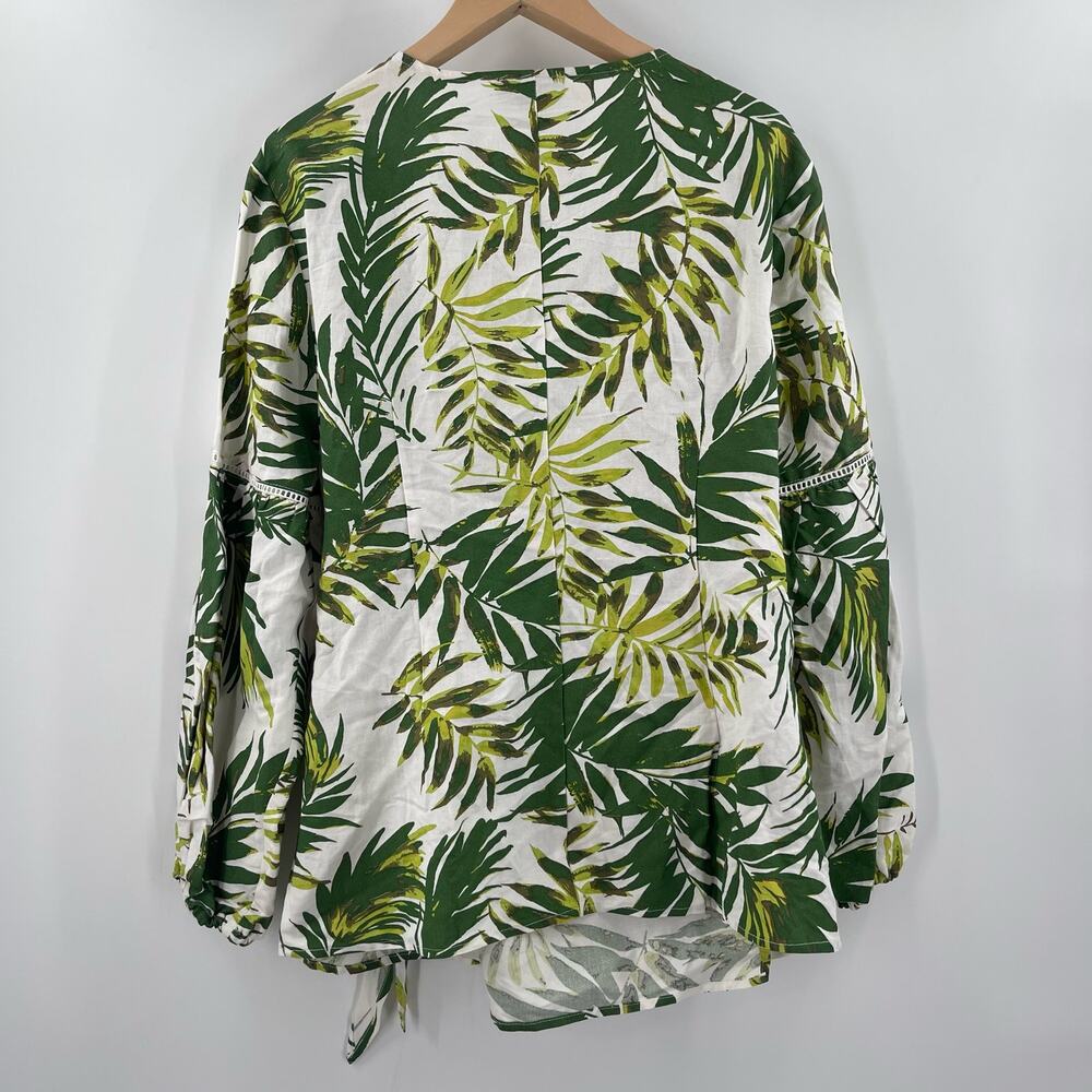 NEW ASHLEY STEWART Blouse Size 14 Linen Blend Tropical Coastal Breathable NWOT - Picture 8 of 13